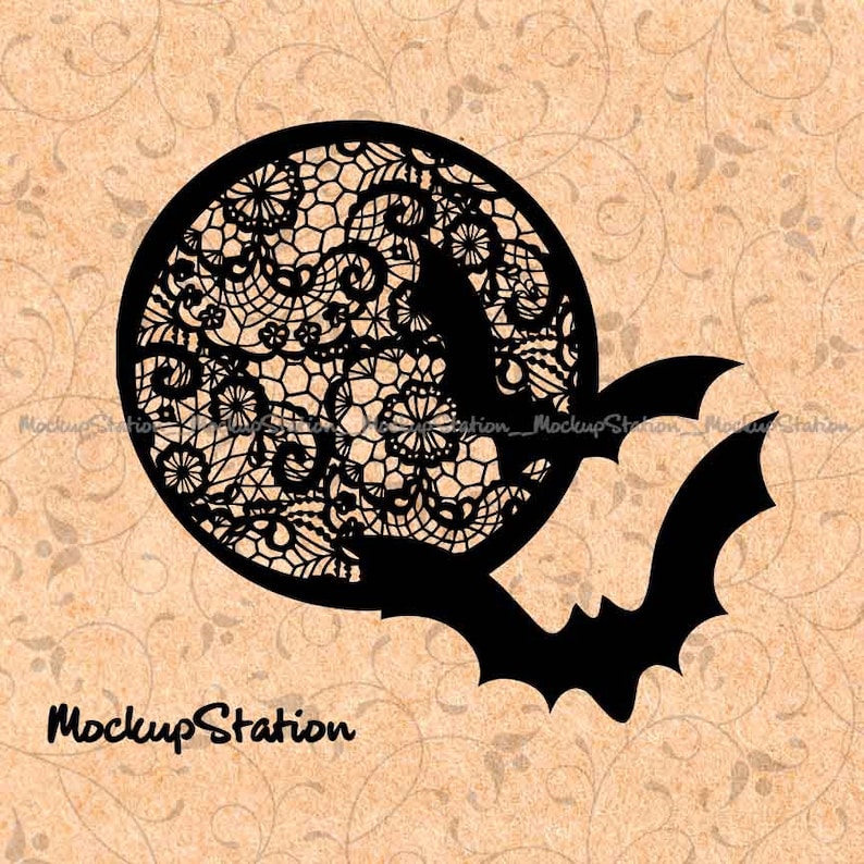 Download Bat lune Floral dentelle Mandala svg Zentangle Boho ...