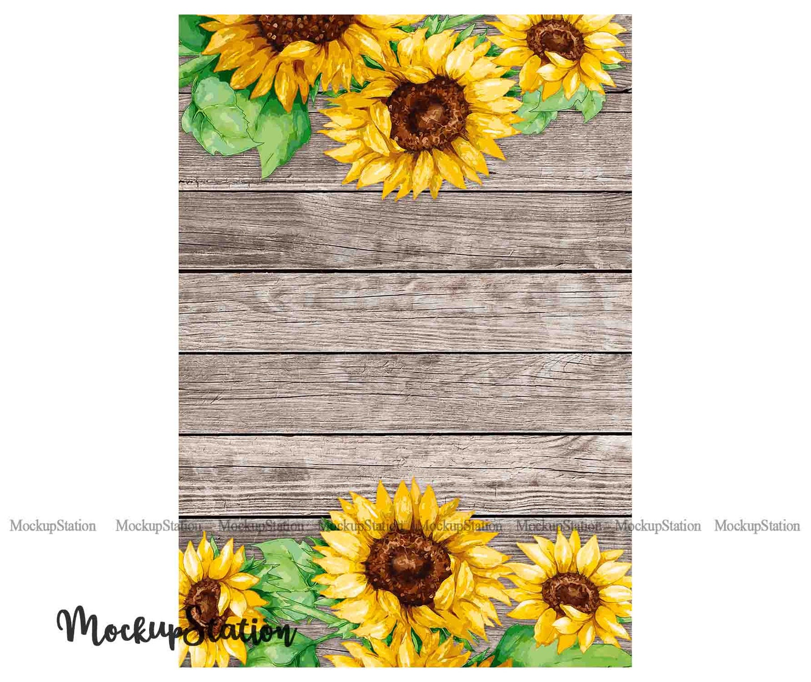 Sunflower Garden Flag Sublimation File Wooden Background | Etsy