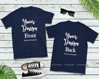 Navy T-Shirt Mockup, Gildan 64000, Front & Back (Digital Download)