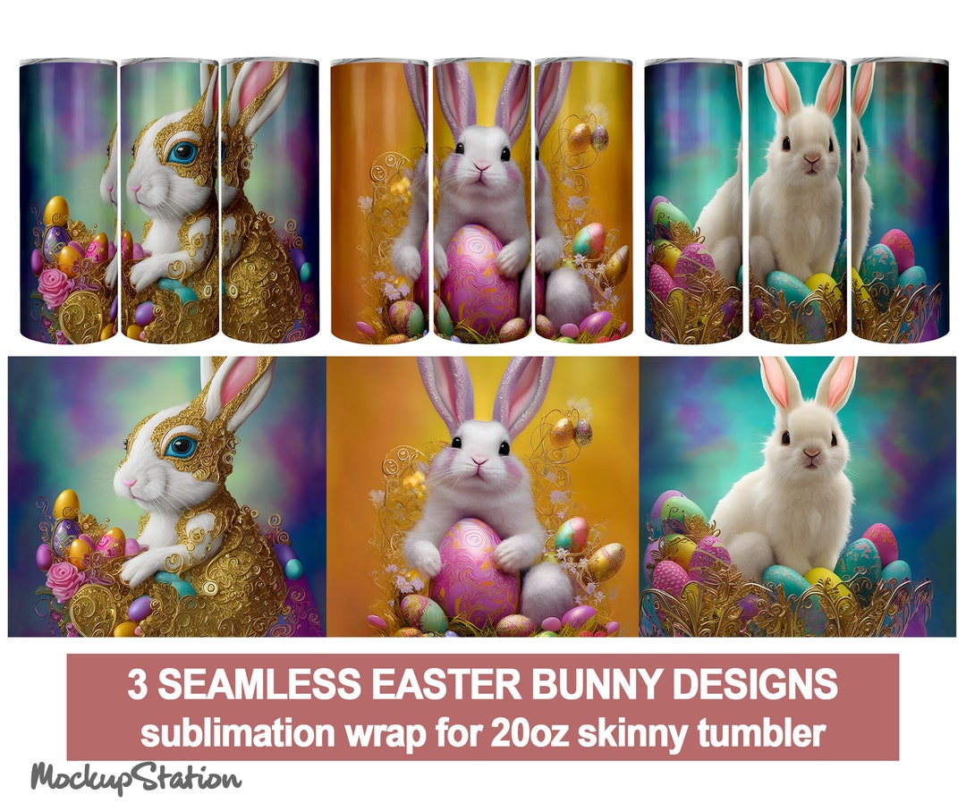 Easter Bunny Tumbler PNG Bundle | Cute Spring Rabbit Tumbler Wrap ...