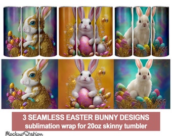 Easter Bunny Tumbler PNG Bundle | Cute Spring Rabbit Tumbler Wrap | Sublimation Design 20oz Skinny Digital Download