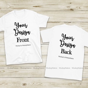 Front & Back White Tshirt Mockup, Double Side Shirt Mock Up, Unisex Women Youth