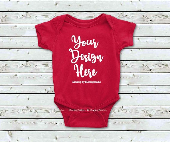 Red Baby Bodysuit Mockup Toddler Newborn Blank Infant Shirt Etsy