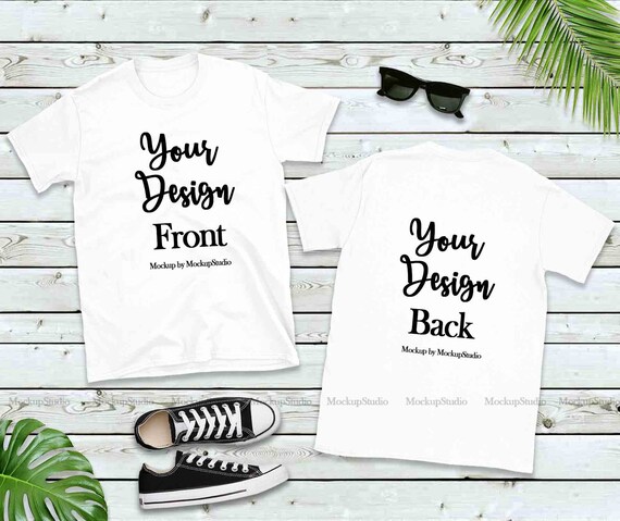 Download Front Back Blank Tshirt Mockup Bundle 5 Colors Gildan 64000 Etsy