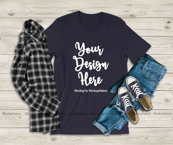 Men Bella Canvas 3001 Navy Tshirt Mockup Blank Shirt Mock Up Etsy