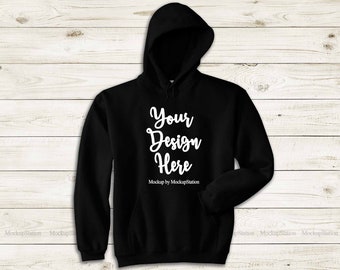 Black Hoodie Mockup, Gildan 18500 Heavy Blend Hooded Sweatshirt Mock Up