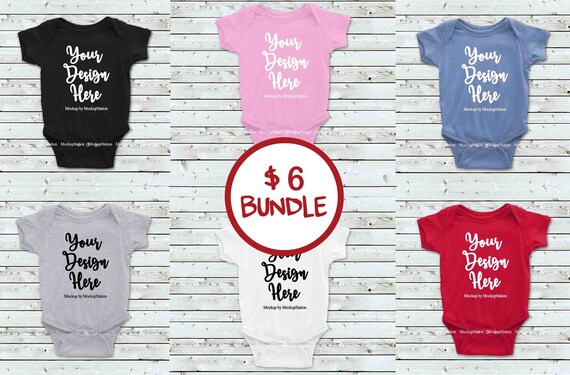 Baby Bodysuit Mockup Bundle Newborn One Piece Mock Up Bundle Etsy