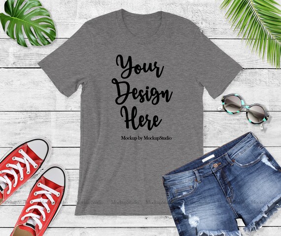 Bella Canvas 3001 Dark Heather Gray Unisex Women T Shirt Mock Etsy