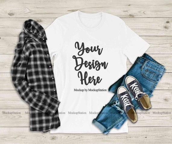 Download Men Bella Canvas 3001 White Tshirt Mockup Blank Shirt Mock ...