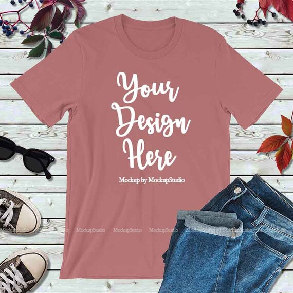Fall Bella Canvas 3001 Mauve Unisex Women T Shirt Mock Up Etsy