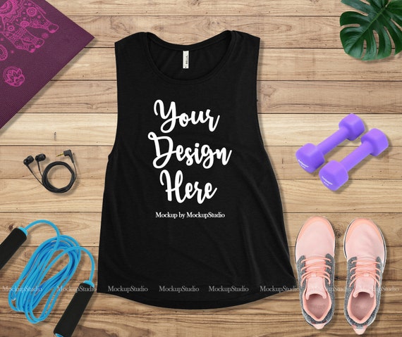 Download Gym Black Tank Top Mockup Bella Canvas 8803 Women Blank Tank Etsy