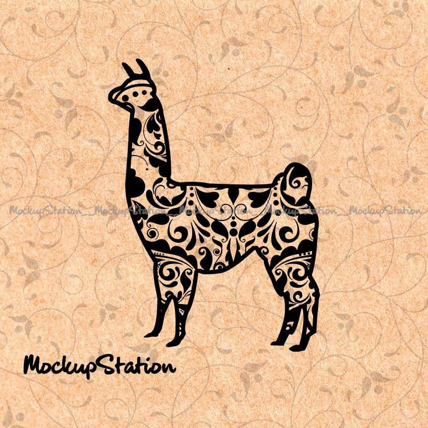 Download Llama Alpaca Folk Flower Print Mandala SVG DXF Ai Eps PNG ...