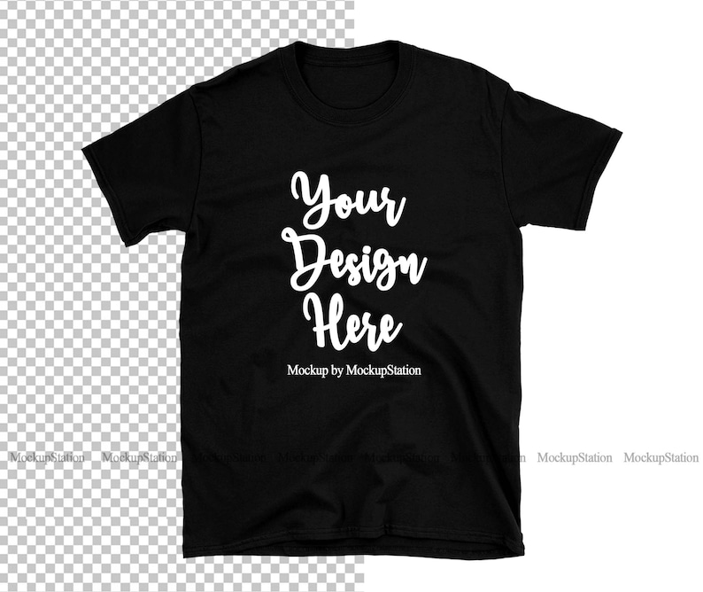 Download Black Gildan 64000 Shirt Mockup TShirt Flat Lay On White ...