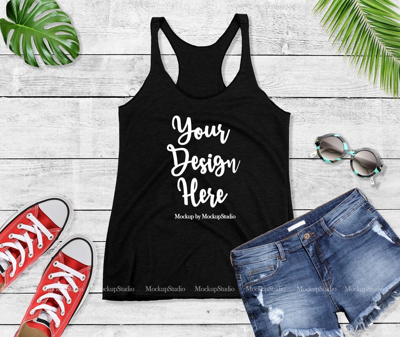 Download Next Level 6733 Black Tank Top Mock Up Women Tshirt Mockup ...