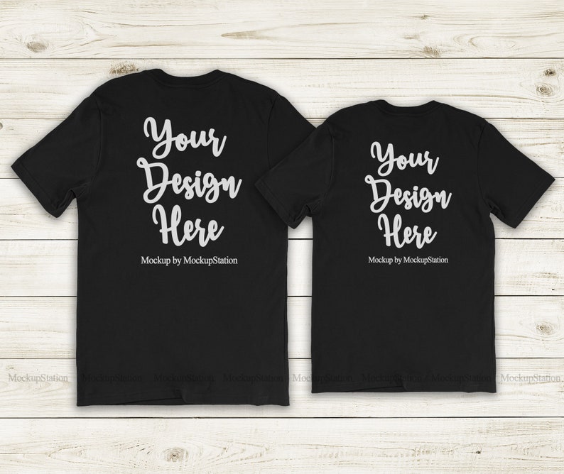 Download Matching Back Tshirt Mockup Black Bella Canvas 3001 Couple | Etsy