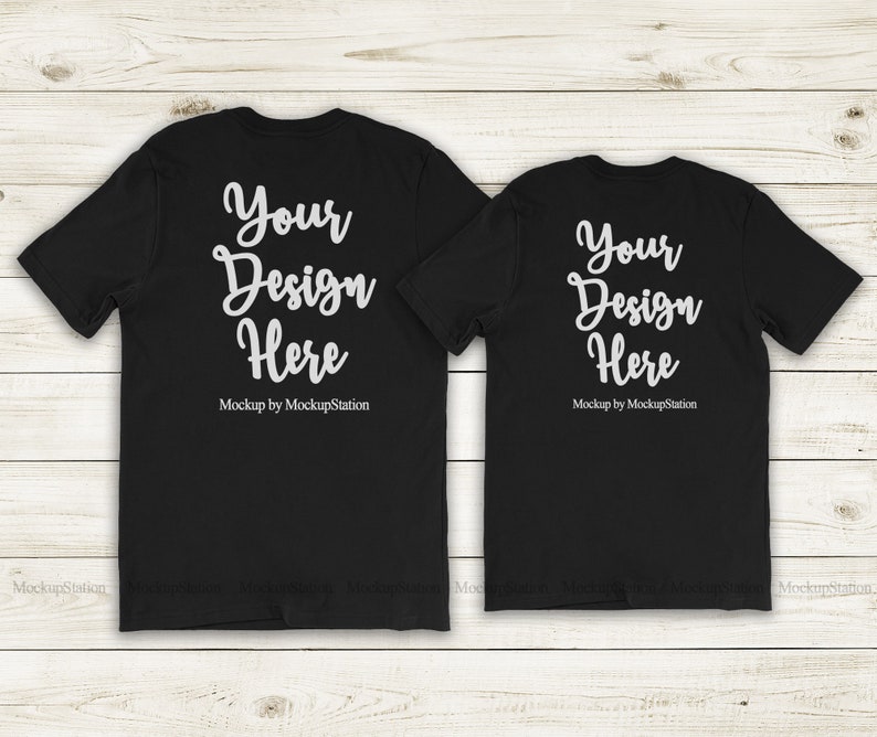 Download Matching Back Tshirt Mockup Black Bella Canvas 3001 Couple ...