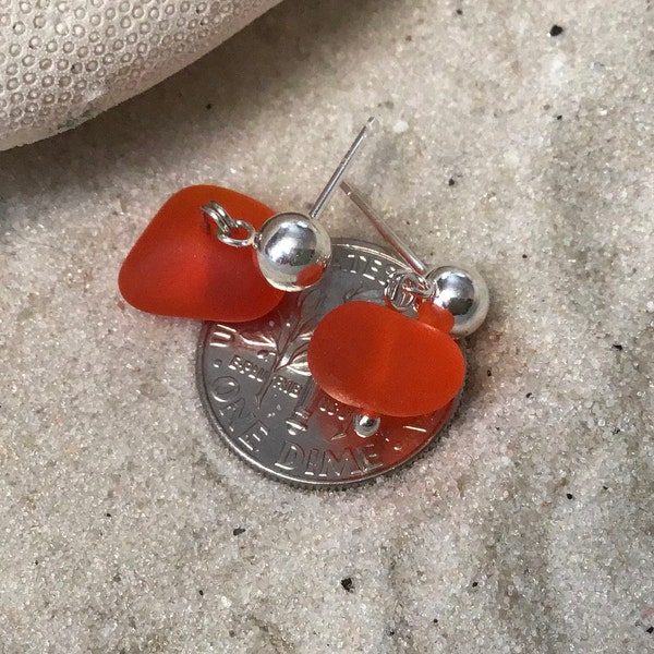 Orange Genuine Sea Glass Etsy