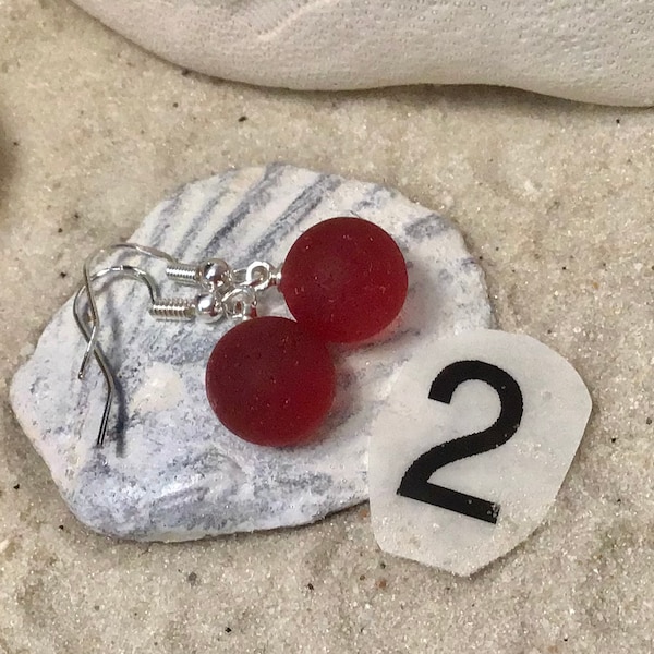 Mini sea glass marble earrings