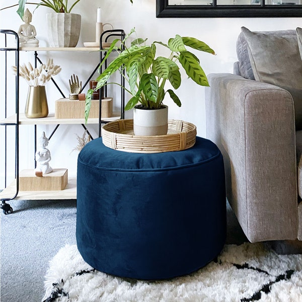 Velvet Pouffe Bean Bag Luxury Footstool | Family Friendly, Home Decor, Vibrant Colours, Foot Rest | 55(W) x 38(H)cm