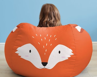 Fox Animal Character Printed Bean bag chairs, Children's Furniture Seat Living Room Beanbag
