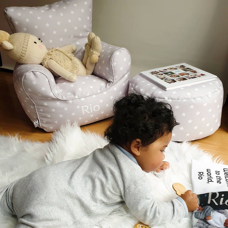 Stars Toddler Bean Bag Arm Chair With Matching Footstool Etsy UK