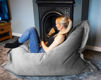 Extra Large Velvet Squarbie Beanbag Versatile Luxury Square Bean bag Giant Floor Cushion Furniture Family Friendly | 160 (H) x 120 (W) cm