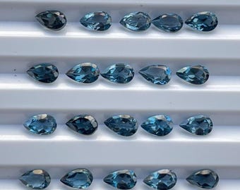 London Blue Topaz Faceted Gemstone, Pear Size: 3x5 mm  for Jewelry Makers