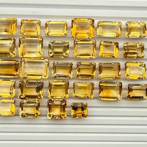 Natural Citrine Gemstone: Faceted Octagon Cut, Yellow Stone