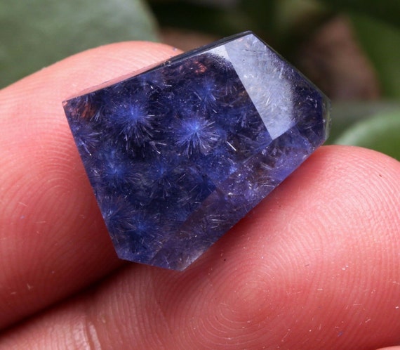 1.9 carats. Ultra Violet Blue Dumortierite Encapsulated Quartz