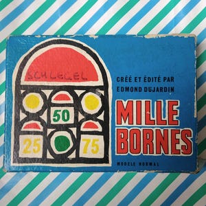 Vintage 1950s-1960s Mille Bornes Juego de cartas - Edición rara de Edmond Dujardin