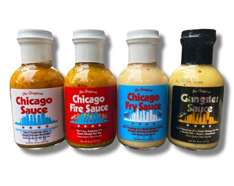 Die Chicago Sauce Serie: Chicago Sauce, Fire Sauce, Fry Sauce & Gangster Sauce (jeweils eine, 4 Flaschen pro Bestellung)
