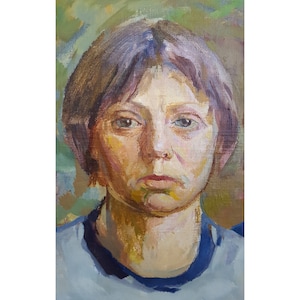 RETRATO FEMININO VINTAGE Pintura a óleo original do artista soviético ucraniano G. Sorokoletov Arte única Retrato de uma jovem garota da década de 1970