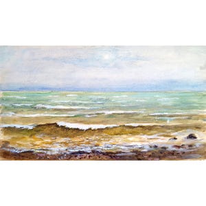 VINTAGE PAINTING, Original Watercolour painting on paper by Ukrainian artist B.Rybets., Storm at sea, 1980s, Coastal painting, Sea landscape