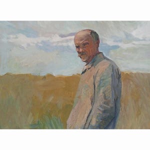 RETRATO MASCULINO VINTAGE Pintura al óleo original del artista ucraniano 1961, Arte único, Retrato de un hombre Pintura coleccionable Obra de arte retro