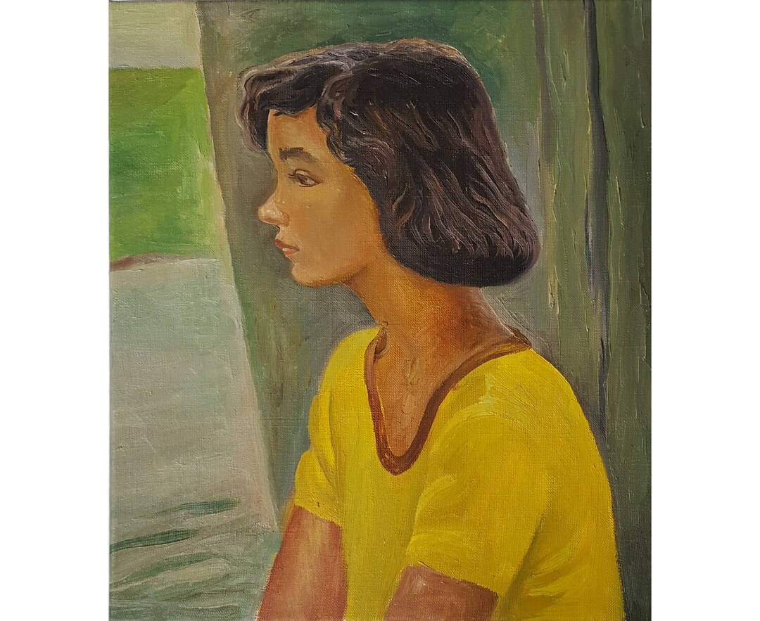 VINTAGE FEMALE PORTRAIT Original Oil Painting by Ukraine Artist T ...