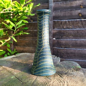 Stoneware Flower Vase/Mother’s Day Flower Vase/Turquoise Ceramic Vase/ Pottery Sgraffito Vase