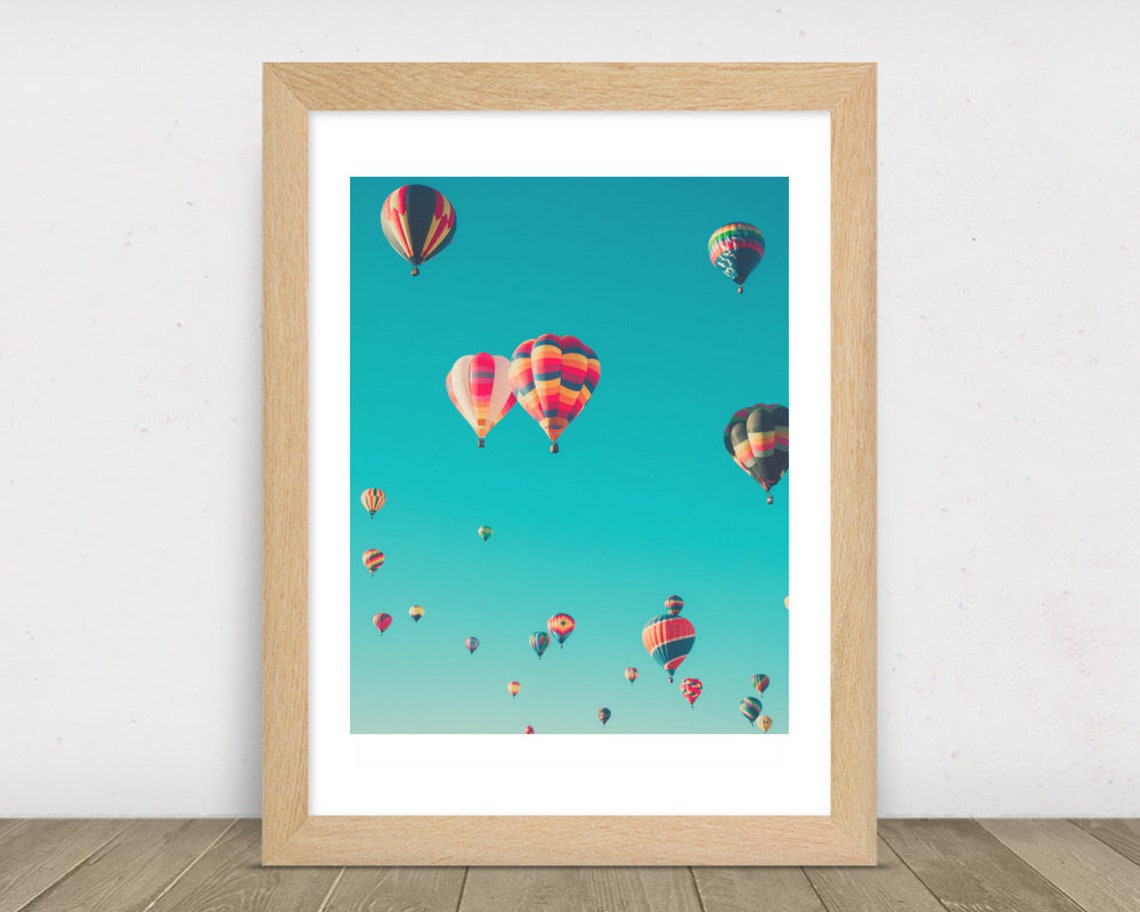 Hot Air Balloon Wall Art // Colorful Poster // Retro Art Print Etsy