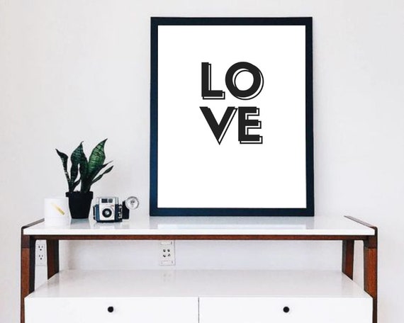 Love Wall Print Romantic Poster Bedroom Wall Print Minimalist Wall Art Black And White Poster