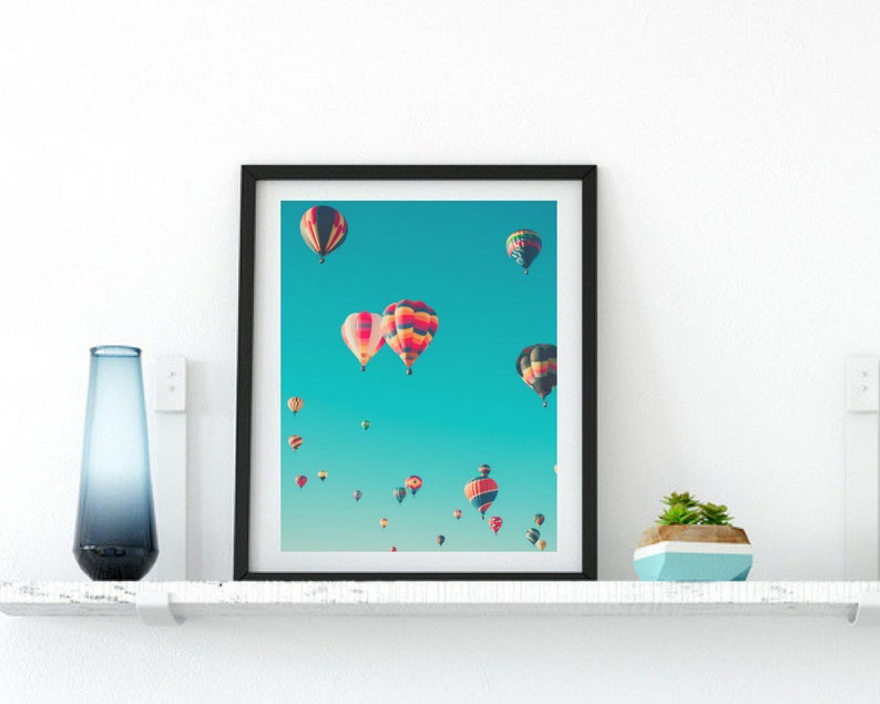Hot Air Balloon Wall Art // Colorful Poster // Retro Art Print Etsy