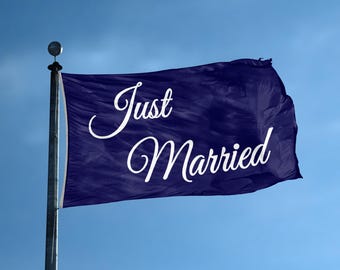 Just Married Flag – 12x18 in to 3x5 ft Polyester Wedding Banner