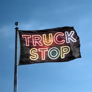 Bandeira neon para parada de caminhões, 90 cm x 1,5 m - 100% poliéster, ilhós de latão, para áreas internas e externas, faixa dupla ou simples