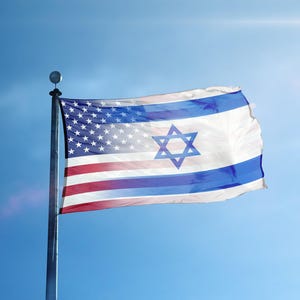 Israeli American Hybrid Flag 3x5 ft -  100% Polyester, Brass Grommets, Indoor Outdoor, Single or Double Sided Banner