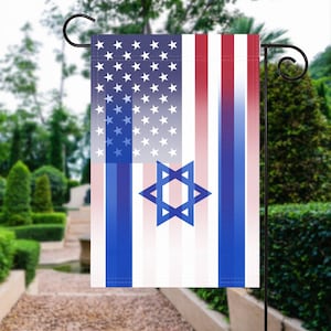 herausnehmbare israelisch-amerikanische Gartenflagge - 100% Polyester, 12x18 Zoll, wetterfestes Außendekor