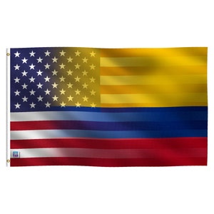 Colombian American Hybrid Flag -  100% Polyester w/ Brass Grommets - Indoor / Outdoor