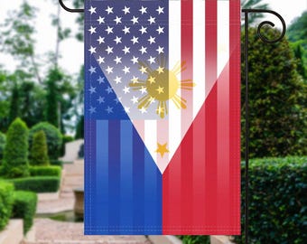 Drapeau de jardin philippin américain - 100 % polyester, 30 x 18 po., décoration d'extérieur résistante aux intempéries
