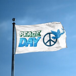 Peace Day Flag 3x5 ft - 100% Polyester, Brass Grommets, Indoor Outdoor, Double or Single Sided Banner