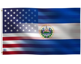 Salvadoran American Hybrid Flag -  100% Polyester w/ Brass Grommets - Indoor / Outdoor