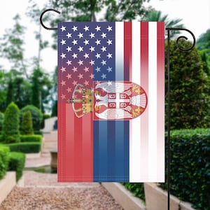 Serbian American Garden Flag - 100% Polyester, 12x18 Inches, Weather-Resistant Outdoor Decor