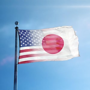 Japanese American Flag 3x5 ft Blend - 100% Polyester, Brass Grommets, Indoor Outdoor, Single or Double Sided