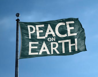 Bandera «Paz en la Tierra» – Pancarta de poliéster de 30 x 45 cm a 90 x 150 cm, para interiores y exteriores